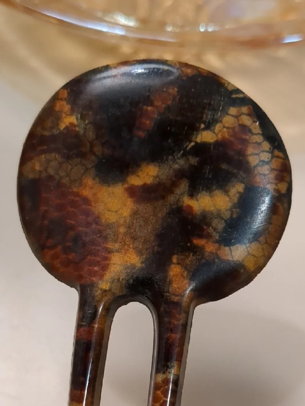 Vintage Tortoise Shell Hair Fork Black Brown Decorative Comb